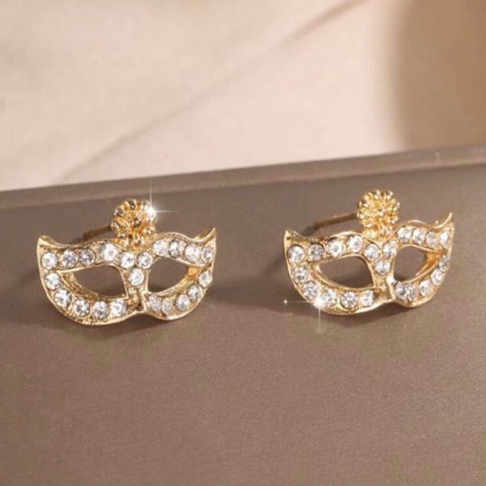 “Crystal Masquerade Mask” Eyes Wide Shut Masque Carnival Circus Mardi Gras Studs - Picture 7 of 8